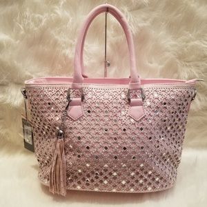 Pink rhinestone tote purse